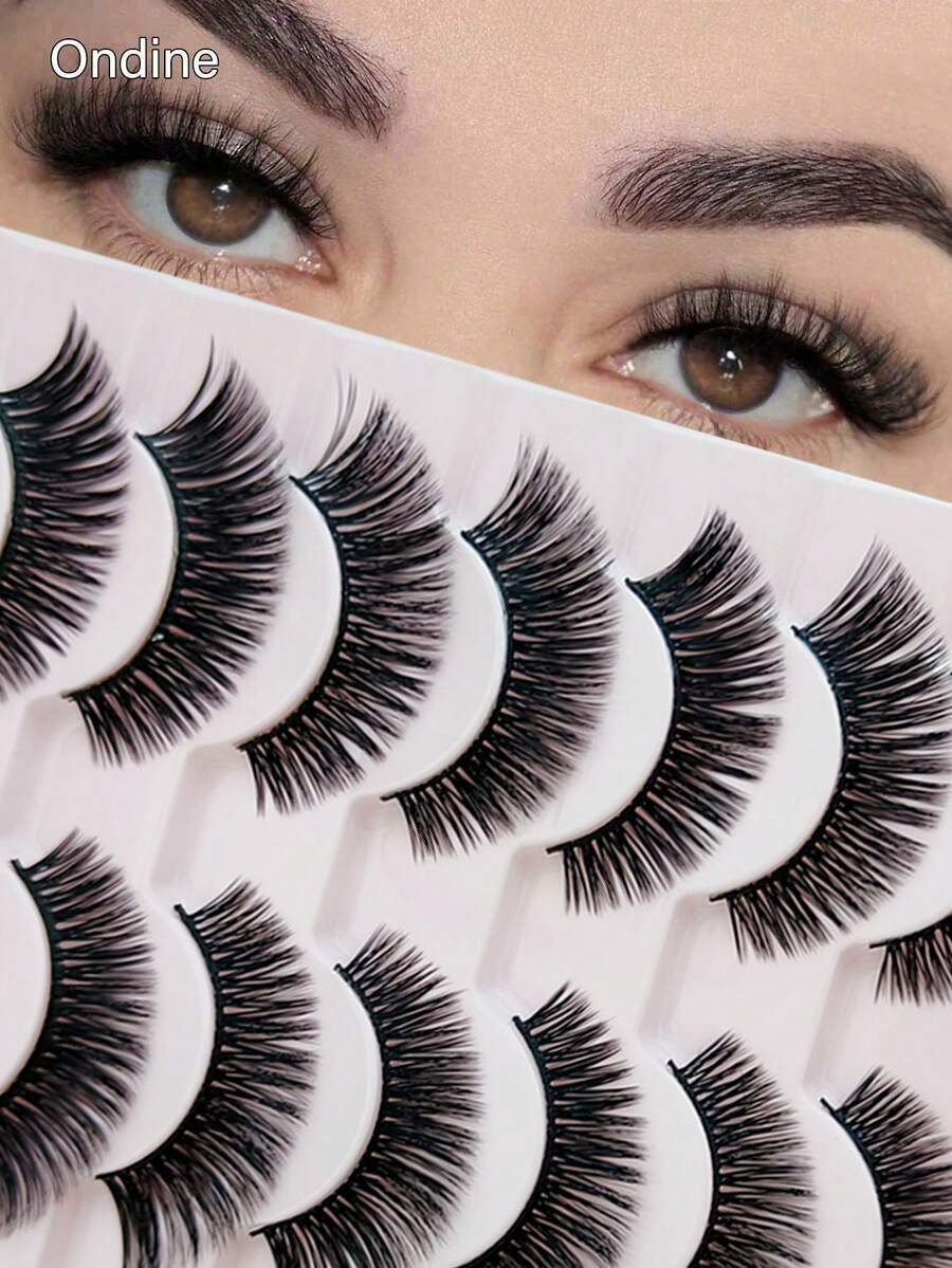 10 paia di ciglie finte spesse, ricci naturali, ricci DD, ciglie finte voluminose, ciglie a forma di occhio di gatto, ciglie finte in pelliccia di visone finta, strumento di trucco per ciglie finte a cartone animato voluminose