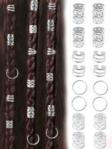 40pcs/Set Mixed Shapes Dreadlock Hair Ties, Suitable For Braiding Hairstyles, Adjustable Hair Bands For All Seasons