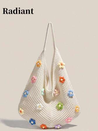 Summer New Casual Straw Tote Bag, Women Large Capacity Shoulder Shopping Handbag