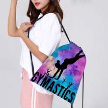 Mochila con tema de gimnasia y ballet - Mochila de cuerdas de doble cara, bolsa de gimnasia con lema de gimnasia, bolsa plegable de estilo bohemio con cordón, perfecta para clase de ballet, práctica de danza, escuela, viaje - Diseño rosa/azul/morado/negro, lavable a máquina, regalo ideal para bailarines. Bolsa deportiva de 16 "x 13" para deportes, fitness, ejercicio, bolsa de viaje de gran capacidad para vacaciones, para mujeres y hombres, bolsa de yoga esencial para viajes
