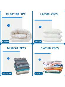 Vacuum Bags For Clothes, With Portable Electric Pump, 7 Vacuum Bags For Clothes, Blankets, Travel (1 Extra Large, 2 Large, 2 Medium And 2 Small) - EU C Type Plug(220-240V) - View 2
