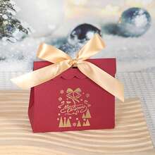 5PCS/10PCS Christmas Bell Snowflake Printed Candy Gift Box,Christmas Treat Boxes Candy Bags, Holiday Party Treat Cookie Goodie Snack Gift Packaging,Christmas Goody Gift Boxes - Wave Cover - View 8