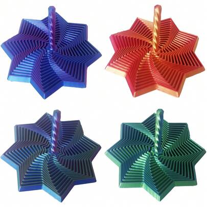 Estrella sensorial expandida impresa en 3D, hexágono fidget fractal con asas, diseño en espiral giratorio de panal, alivio del estrés con espiral giratoria