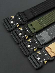 2pcs New Tactical Waist Belt, One-Button Quick Release Casual Utility Belt, Multi-Function Outdoor Hiking Training Nylon Waist Strap With Quick-Open Buckle, Suitable For Casual & Practical Use - 125cm - View 3