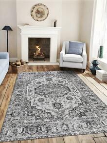 1pc High-Grade Gray - Classic - Geometric Floral Striped Bohemian Area Rug, Soft Faux Wool Rectangular Rug In European And American Style, Machine Washable, Suitable For Living Room, Bedroom, Entryway, Bathroom, Hallway, Patio, Kitchen, Indoor Outdoor, All Season Large Size Mat, Home Decor - Multicolor - View 5