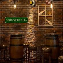2D Flat, 1 Piece Vintage Aluminum 'Only Good Vibes' Sign - 16x4inch Printed Green Metal Wall Art With White Text, Suitable For Home, Bar Or Restaurant Decoration, Indoor And Outdoor Use, Indoor Wall Decoration |   Vintage Metal Sign |   Pre-Drilled Design, Metal Wall Art Decoration