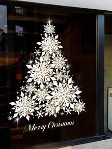 1PC Christmas Window Stickers, Snowflakes And Christmas Tree Design, Double-Sided Visible Glass Decals, Classic Holiday Decorations, Electrostatic Adsorption, Reusable, Suitable For Home, Bathroom, Party, Store Decoration Wall Stickers Room Decor Wall Sticker Wall Decor Home Decor Christmas Decorations Christmas Decorations Home - Multicolor - View 2