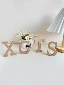 1pc Natural Wooden DIY English Alphabet Decorative Table Sign, Can Stand On Table, For Wedding, Party, Home Decoration Best Gifts Birthday Graduation