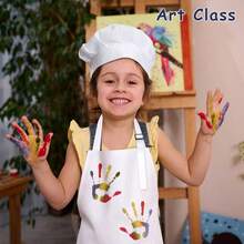 2Pcs/Set Toddler Art Smock With Hat - Kids Long Sleeve Waterproof Painting Apron For Mess-Free Painting, DIY Crafts & Play - Multicolor - View 9