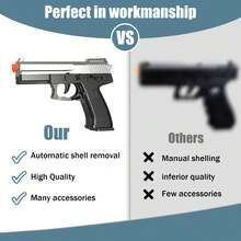 60 Soft Foam Projectiles With 3 Magazines & 18 Shells, Outdoor Toy For Kids-Perfect Gift For Christmas And Halloween - DSP-black Silver - View 7