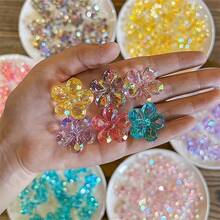 50Pcs/14mm Transparent Blossom Beads Flower Beads Acrylic Beads Loose Beads Pen Beads For DIY Ballpoint Pen Necklaces Mobile Phone Chains Clothing Bags Jewelry Supplies Decorative Beads Accessories - 50 chiếc - Xem 1