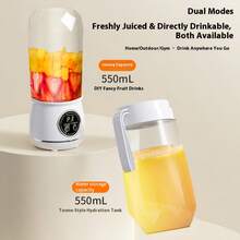 1300mAh Rechargeable Portable Blender Cup - Multifunctional High-End Home And Outdoor Juicer, Plastic Design, Suitable For Carrying, Portable Juicer | Modern Juice Cup | Mini Juicer