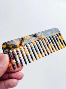 Customized Travel Hair Brush | Carved Wide-Tooth Comb | Bridesmaid Gift | Unique Wedding Gift | Wedding Party Favor | Personalized Comb, Forest Tones - Multicolor - View 5