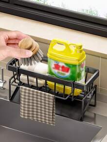 2-In-1 Kitchen Storage Rack, Efficient Draining Kitchen Sponge Holder, Soap Dish, Dishcloth Rack, Durable Plastic Material, Sink Draining Rack, Draining Basket, Multi-Functional Countertop Dish Soap Sponge Storage Rack, Long-Lasting, Kitchen Accessories, Home Essential, Storage Rack, Wedding - Multicolor - View 7