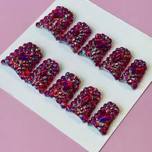 NailLuxe 10 PCS Handmade Duckbill Press - On Nails | GlamRubySparkle With Acrylic Ruby - Hued Rhinestones & Heart - Shaped Embellishments - Màu tím  Violet - Xem 8