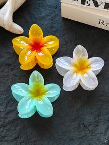 6个/3个/1个 8厘米/3.14英寸 黄色、白色、蓝色、紫色、红色、粉色仙女塑料发夹，时尚百搭，优雅简约纯色发饰，适合日常佩戴、休闲、派对、通勤、度假、扎马尾、盘发、洗脸、化妆、搭配服装。花朵造型发夹，优雅发爪，夏季沙滩风情。 - 彩色 - 查看 6