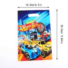 10 pièces Sacs cadeaux thème course automobile, sacs cadeaux pour fête d'anniversaire, décorations de fête, sacs surprises en plastique, sacs cadeaux nacrés, fournitures d'emballage pour fête d'anniversaire