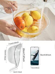 1个带把手的多功能洗米篮，可用作洗菜盆、水果盘、厨房沥水篮、厨房洗米滤网、家用厨房沥水篮 - 彩色 - 查看 10