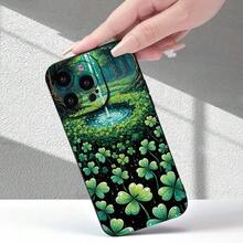 Beautiful Four-Leaf Clover Pattern Mobile Phone Case, Advanced Frosted Texture, New Hot Selling, Full Camera Protection, Shockproof, Anti-Fall, Anti-Fingerprint, Suitable For IPhone 16/15/14/13/12/11/X/XR/XS/8/7/SE Mini Plus Pro Max Series, Can Be Used As A Gift For Male And Female Friends - Style 1 (1PC) - View 4