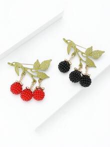时尚珐琅黑莓吊坠胸针 女士 男士 植物别针 西装别针 配饰 礼物 - Blackberry Pendant Brooch - 查看 10