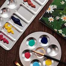 Paleta de pigmentos de pintura de aluminio, paleta, herramientas de cerámica, paleta de aluminio - cuadrado de 6 agujeros - Ver 6