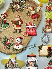 50pcs Vintage Christmas Stickers, Suitable For Decorating Laptops, Phones, Tablets, Guitars, Luggage, Journals, Scrapbooks And Other DIY Projects, Christmas Gift