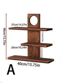 1pc Wooden Multi-Layer Jewelry Rack, Cup Holder, Storage Rack, Autumn Decor Wall Mounted Rack, Storage Tray, Jewelry Tray, Jewelry Display Rack, Decorative Display Rack, Rustic Style Medium Storage Tray Rack, Vintage Rack - Brown - View 7