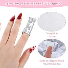 200 PCS Nail Remover Foil Wraps, Nail Foils Soak Off, Gel Nails Polish Remover, Nail's Polish Removers Nails Foil Wraps With Cotton Pads (Silver) - 銀色 - 查看 3