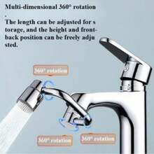 Rotatable Faucet Aerator Extension - 2-Mode Splash Control, 360° Swivel Sprayer Attachment For Kitchen & Bathroom Sinks, Effortless All-Angle Water Flow Adjustment - Silver - View 2