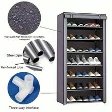 Multi Layer Shoe Storage Box | Non Woven Cover | Can Hold 27-35 Pairs | Easy To Assemble, Portable, And Durable | Metal Frame | Space Saving Design For Foyer, Bedroom, And Living Room | Suitable For Sports Shoes, High Heels, Boots, Shoe Storage Box - 灰色-8層 - 查看 3
