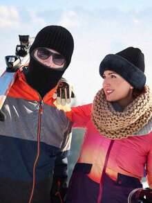 1/2/3 piezas Pasamontañas unisex de terciopelo y punto grueso, cuello a prueba de viento, máscara de esquí de cara completa con un solo orificio, adecuada para viajes diarios, ciclismo, esquí y otras ocasiones. Gorro a prueba de viento para mujer, gorro de punto, gorra con visera, pasamontañas