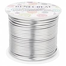 BENECREAT 12 17 18 Guage Aluminum Wire (12 Gauge,100FT) Anodized Jewelry Making Beading Floral Colored Aluminum Wire - Silver - Gold - View 1