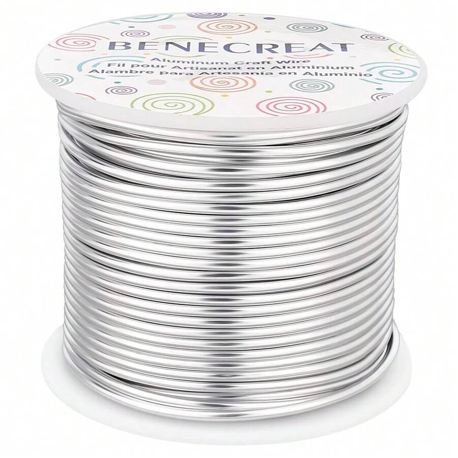 BENECREAT 12 17 18 Guage Aluminum Wire (12 Gauge,100FT) Anodized Jewelry Making Beading Floral Colored Aluminum Wire - Silver - Gold - View 1