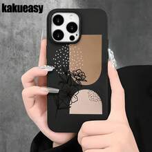 Fundas y carcasas protectoras con diseño de líneas negras y flores, con orificios grandes. Compatibles con phone 16 Pro Max, 16, 15 Pro, 14, 14 Plus/14 Pro Max, 13, 13 Pro, 12 Pro, 11/11 Pro. Regalos para cumpleaños y fiestas. - Negro - Ver 8
