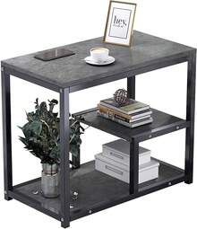 Mesa Auxiliar Industrial de 3 Niveles,Mesa de Centro, Librero o Armario de Organizar Mesa de Café y Libros.Adecuado para salón, Oficina y hogar(60CMx30CMx68) (Gris) - Gris - Ver 9