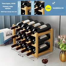 1 pieza Estantería de vino de bambú de 9/12 rejillas, estantería de vino de sobremesa multiusos con ranura ondulada, estantería de almacenamiento de botellas de vino independiente, adecuada para cocina, despensa, bar y bodega