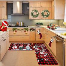 1/2/3 قطعة سجادة مطبخ عيد الميلاد سميكة بسماكة 0.47 بوصة/1.2 سم، ديكور عيد الميلاد بنمط الشريط الأحمر والأبيض، مضادة للإرهاق وغير انزلاقية وقابلة للغسيل لأرضية المطبخ بالمنزل (تمثال عيد الميلاد) - متعدد الألوان - مشاهدة 8