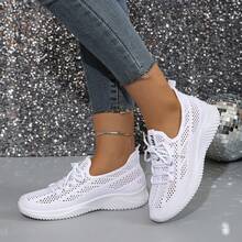 女式透气网眼运动鞋，软底白色休闲运动鞋