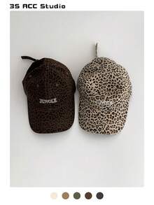 1pc Vintage Leopard Print Letter Embroidered Soft Crown Unisex Baseball Cap, Fashion Streetwear Curved Brim Cap