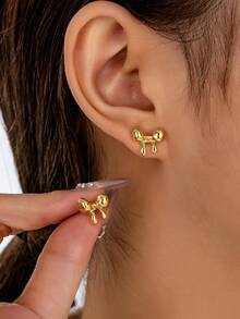 1 Pair Bow Stud Earrings, Suitable For Daily Wear And Parties