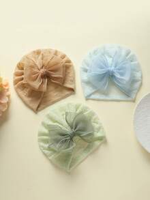 jralon Set de 3 gorros de tul con lazo lindos para bebés e infantes, diademas elásticas suaves para sesiones de fotos al aire libre y uso diario