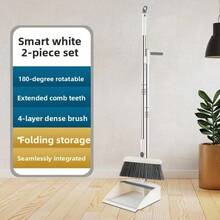 Broom And Dustpan Set, Long Handle Floor Cleaning Tool With Rotating Head And Built-In Brush, Suitable For Removing Dust/Debris, Lightweight And Space-Saving For Home/Kitchen/Room/Office, Essential Cleaning Supplies, Hard Floor Broom Set, Sweeping Tools, Home Cleaning Kit, Small Dustpan, Duster - Multicolor - View 4