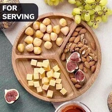 独特隔层木托盘 - 复古风格小吃盘，适合盛放甜点、小吃、面包、披萨、奶酪、水果等。| 万圣节、圣诞节和生日派对的必备之选，（食品材质），礼品托盘，优质木托盘，多功能厨房用品，家居装饰