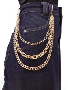 1 Piece Of Metal Multi-Layer Industrial Style Pants Chain, Cool Street Trouser Chain, High-End Adult Waist Chain, High-End Punk Boyfriend Style Matching, Personalized Accessories For Men And Women Jeans, Hip-Hop Accessories Gifts,Suitable For Spring,Summer,Autumn,Winter,Return To School,Back-To-School, Christmas, Halloween, Thanksgiving, Children's Day, Teacher's Day, New Year's Birthday Gifts Decorate For Good Friends