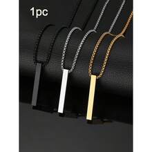 1 Pieza Collar Con Colgante En Forma De Pilar Largo - Diseño De Superficie Liso Simple Y Elegante - De Moda Para Regalo De Navidad, Año Nuevo, Día De San Valentín U Otras Fiestas, Unisex - 彩色 - 查看 1