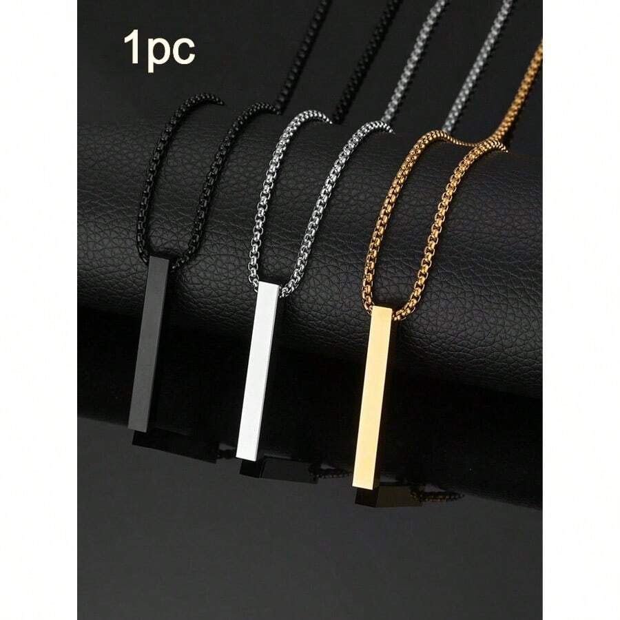 1 Pieza Collar Con Colgante En Forma De Pilar Largo - Diseño De Superficie Liso Simple Y Elegante - De Moda Para Regalo De Navidad, Año Nuevo, Día De San Valentín U Otras Fiestas, Unisex - 彩色 - 查看 1