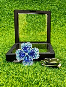 Marcador de bola de golf con trébol de cuatro hojas brillante - Clip magnético para gorra y marcador de bola, accesorio de golf fácil de usar para marcar la posición de la bola, regalo perfecto para golfistas - Trébol de diamantes - Ver 10