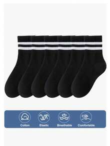 Women Crew Socks - Black and White - View 5