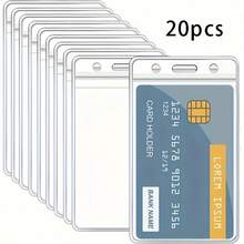 20 piezas de fundas transparentes y a prueba de agua, de 65*117mm, fundas verticales de protección, adecuadas para tarjetas de negocios, autobús, banco, tarjetas de crédito, identificación y tarjetas de identificación, portátarjetas de plástico