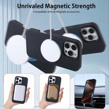 GYJ    360 Rotatable Magnetic Ring Stand For IPhone 16 Pro Max Case 6.9 Compatible With MagSafe With [2X Screen Protectors+1x Lens Protector] Shockproof Drop Protection Silicone Case Black153 - 黑色 - 查看 4